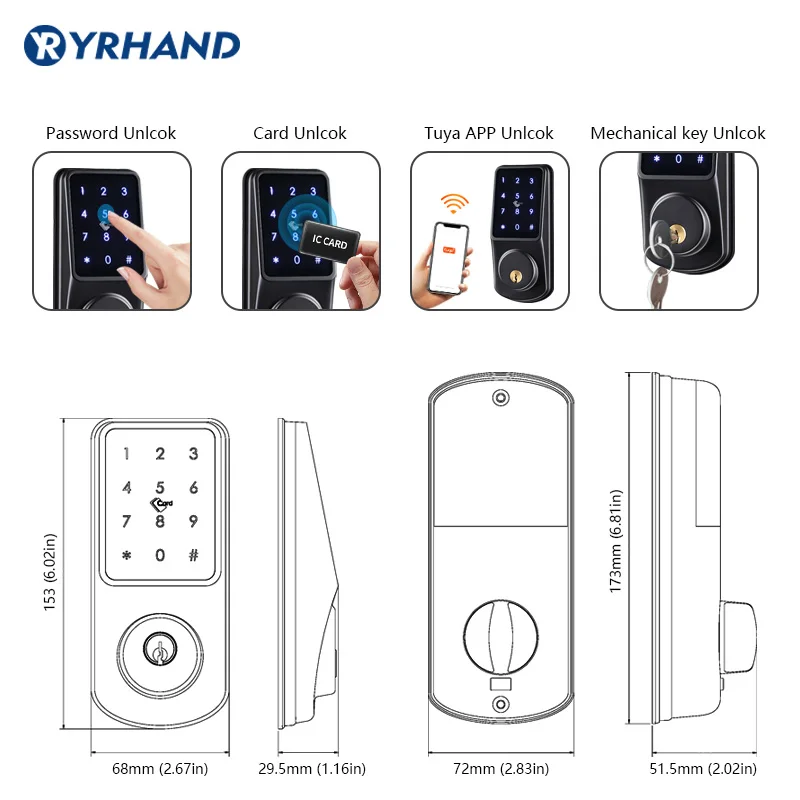 Беспроводной электронный цифровой смарт замок для двери Tuya Smartlife Home с Wi Fi и