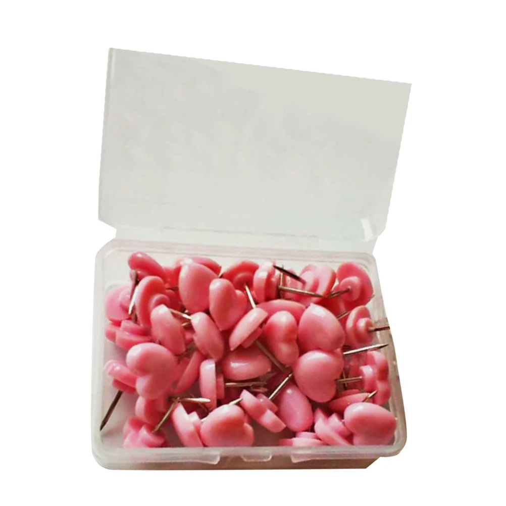 

2 Boxes of Heart Shaped Drawing Plastic Thumbtack Practical Push Creative Stationery Supplies