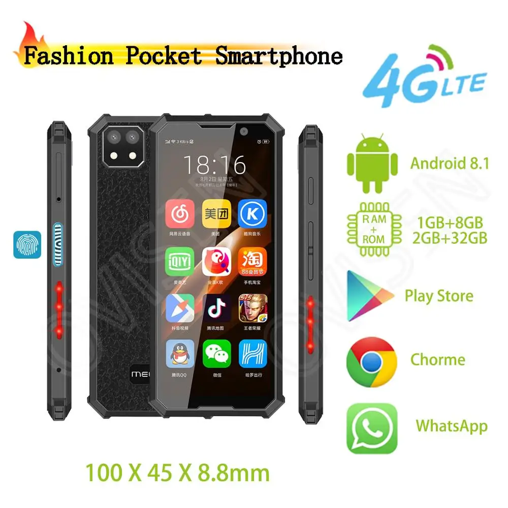 Миниатюрный смартфон Melrose 2019 года боковой сканер отпечатков пальцев