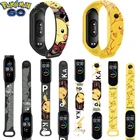 Ремешок для часов Pokemon Pikachu для Mi Band 3 4 5 6, ремешок, силиконовый сменный ремешок для часов с мультяшным принтом, подарок