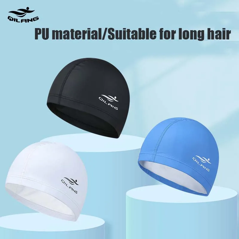 

Elastic PU Swimming Cap Waterproof Adults Men Women Solid Large Silicone Bathing Unisex Comfortable Diving Hat for Long Hair