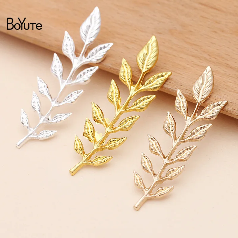 

BoYuTe (20 Pieces/Lot) 18*61MM Metal Alloy Silver KC Gold Branch Leaf Materials Diy Accessories for Jewelry Making