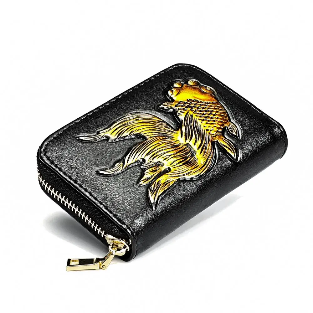 Трендовый короткий женский кошелек из натуральной кожи на молнии маленькие