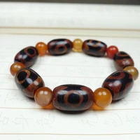 super natural tibetan agate three eyes bead bracelet fine stone chalcedony bangles rosary beads string jewelr accessories