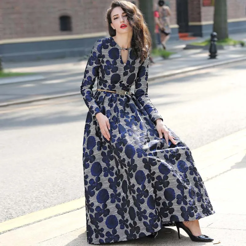 Женское длинное платье макси Dubai abaya жаккардовое винтажное с длинным рукавом в