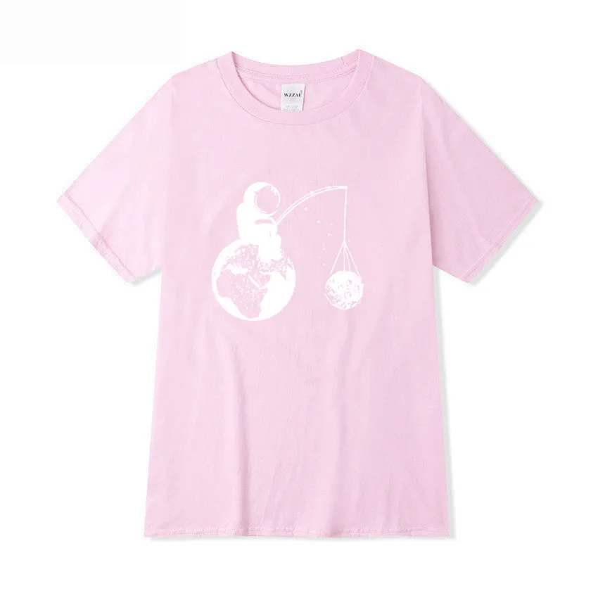 

2021 Spring/Summer New Casual Short Sleeve Funny Design Astronaut Printing Men T shirt O-neck Comfortable Fabric Street Men TEE