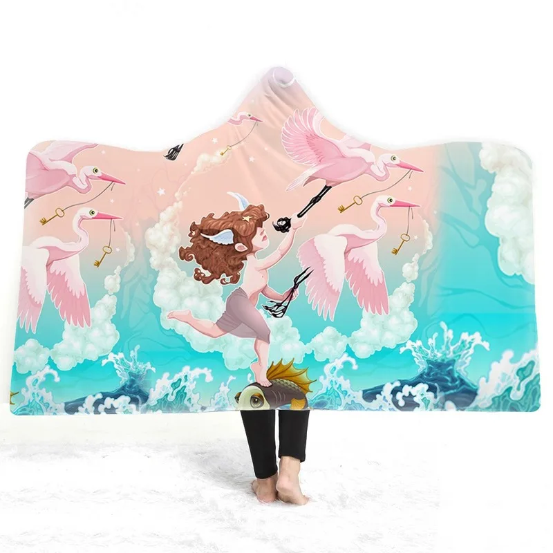 Фламинго с капюшоном одеяло vs розовый для женщин Рождественский подарок ребенка