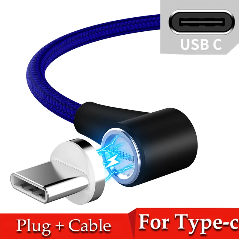 Магнитный кабель Micro usb Тип C 8 Pin адаптер быстрой зарядки телефона Microusb Тип-C магнит Зарядное устройство usb c для iphone samsung xiaomi - Цвет: Blue For Type-c