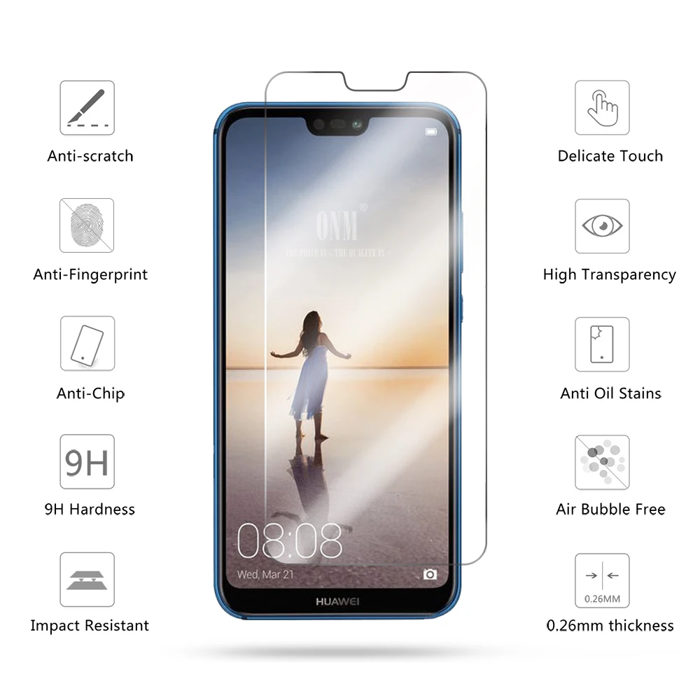 2 шт закаленное стекло для Huawei P20 lite Pro Защитная пленка экрана 2019|Защитные стёкла и