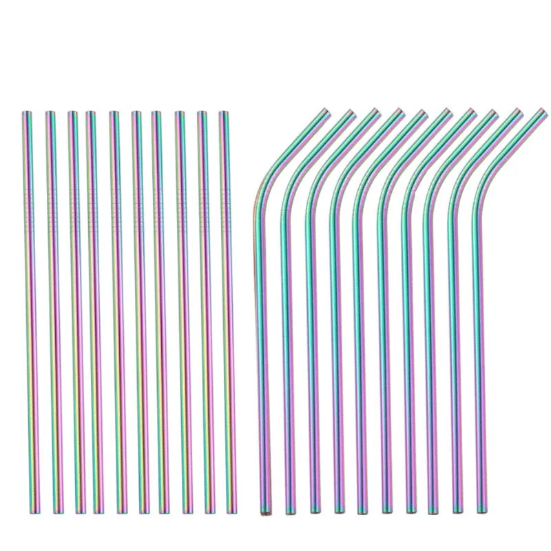 

20 шт., металлические многоразовые трубочки из нержавеющей стали