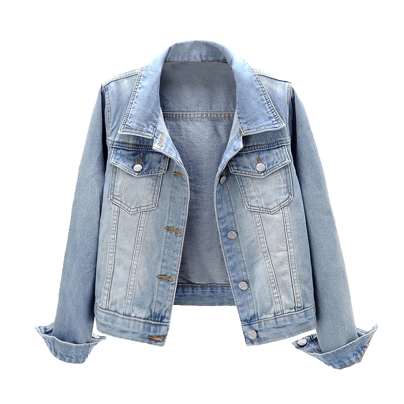 

Spring Autumn Fashion Solid Color Harajuku Vintage Denim Jacket Women 2021New Loose All-Match Jeans Long Sleeve Coat Female A771