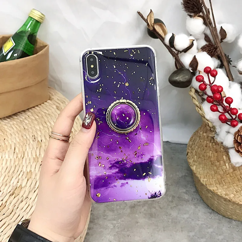 IK92-DJ05ShanDZi SoCouple кольцо из ТПУ чехол-держатель для iphone 7 8 6 6s plus чехол для iphone XR 11 Pro X Xs Max мраморный Золотой фольга кольцо держатель чехол - Цвет: IK92-DJ05ShanDZi