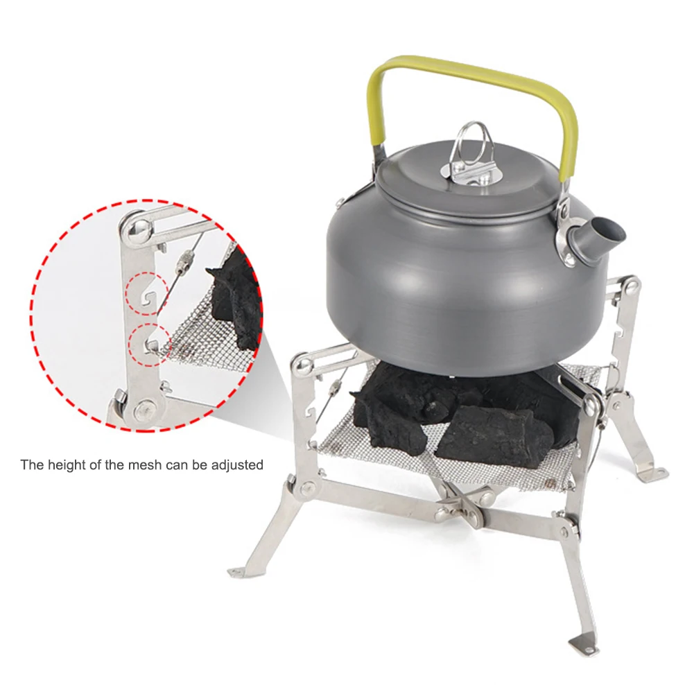 

Outdoor Fire Burn Pit Stand Portable Camping Solid Fuel Rack Folding Stove Fire Frame Heating Wood Charcoal Stove