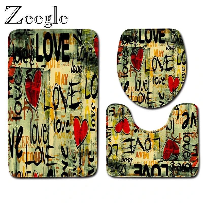 Набор ковриков для ванной Zeegle с креативным рисунком 3 шт. набор туалета коврики