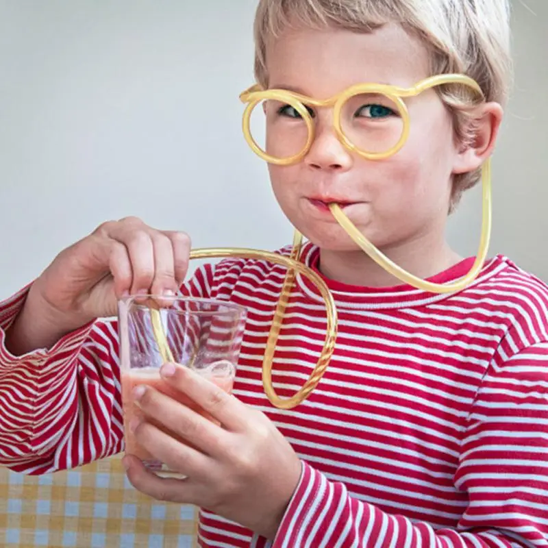 

1pcs Soft Plastic Straw Glasses Flexible Straw Tube Children Novelty Toys Party Supplies Bar Supplies Drinking Cup Accessories