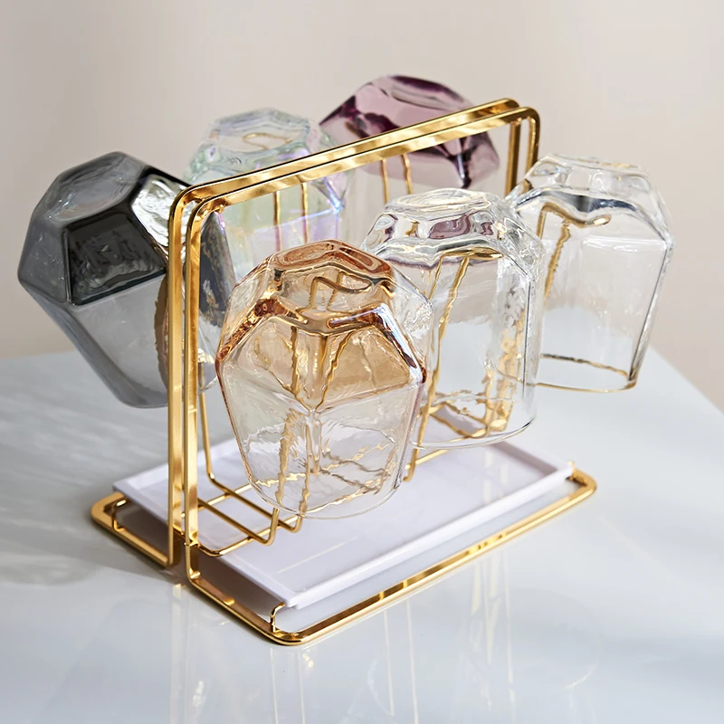 

6pcs Nordic Color Glass Cup Set Whiskey Glass Creative Cocktail Glass High Capacity Water Cup Copos De Vidro Drinkware DA60BL