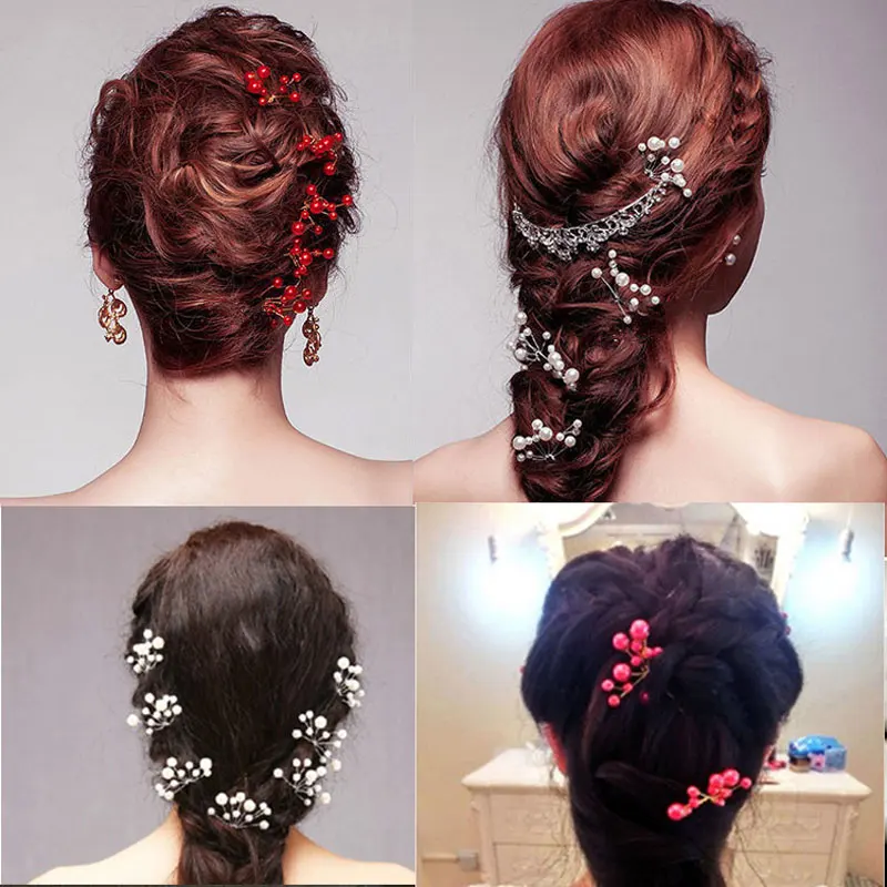 Металлическая шпилька для волос с жемчужиной зажим со стразами свадебные