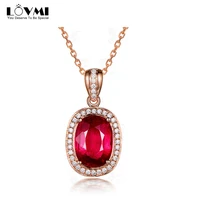 fashion 925 sliver women necklace with ruby zircon oval shape zircon gemstones pendants jewelry wedding party gifts dropship