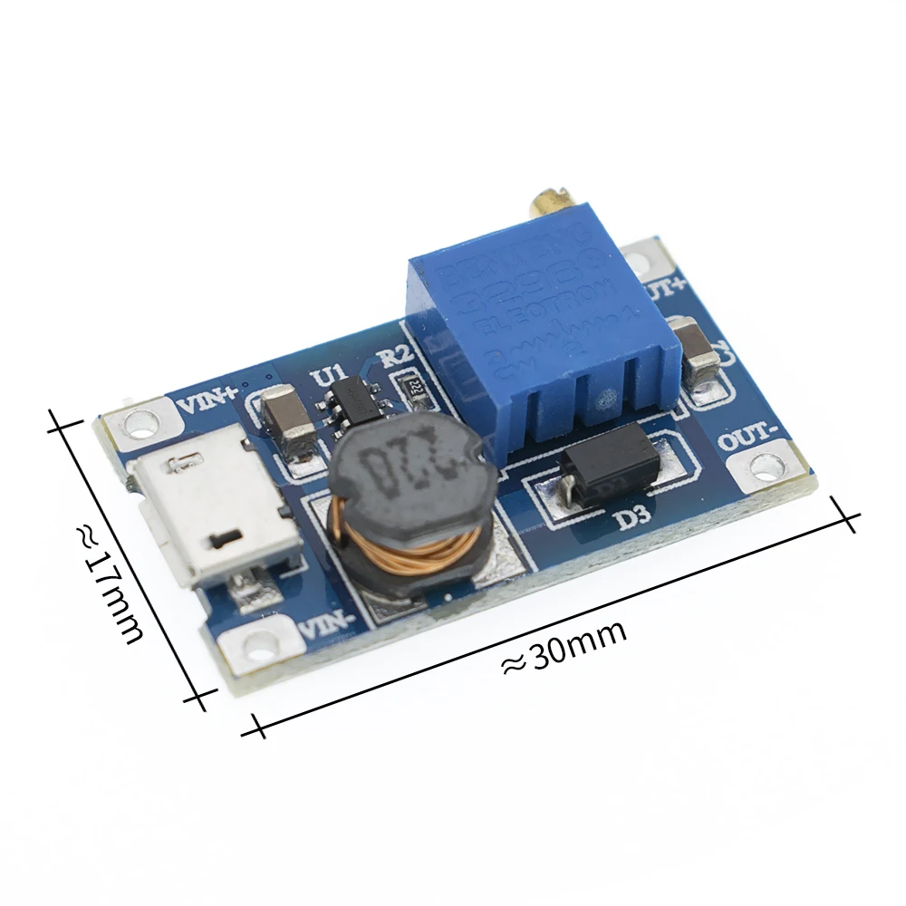 1 шт. модуль с регулируемым увеличением 2 А повышающая пластина MICRO USB 24 В до 5 9 12 28 в