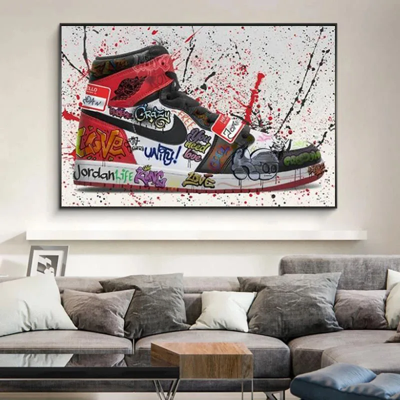 

Graffiti Creativity Artwork Sneakers Canvas Painting Posters and Prints Art Sport Shoes Street Wall Art Picture BedRoom Decor