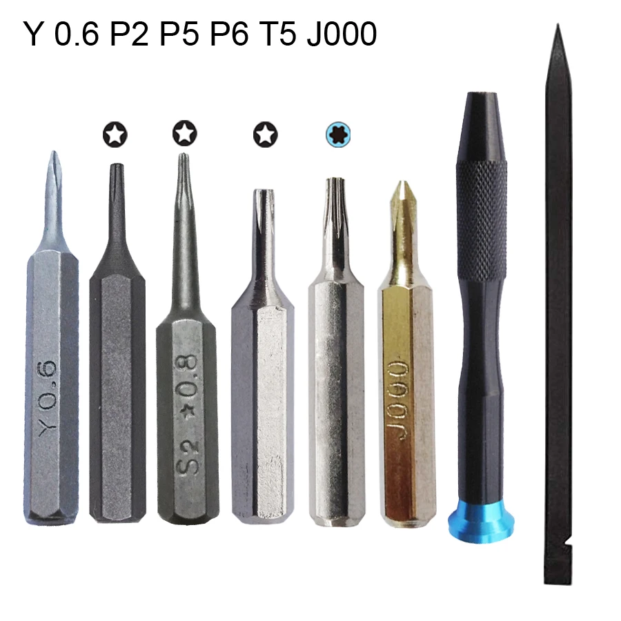 

8 in 1 Pentalobe Screwdriver Set Y 0.6 P2 P5 P6 5-Point 5-Star 0.8,1.2 and 1.5 mm J000 for Apple iPhone MacBook Pro, Air Retina