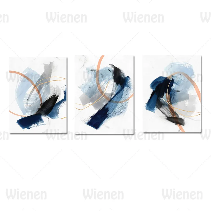 

Blue Watercolor Ink Painting Abstract Decoration Posters and Prints Gallery Wall Art Modern Home Decoration Living Room Mural