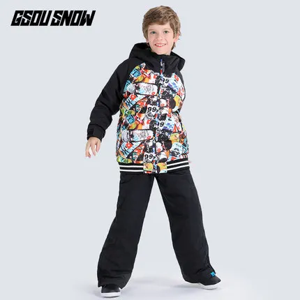 Детский лыжный костюм Gsou для мальчиков зимняя Лыжная Сноубордическая куртка и