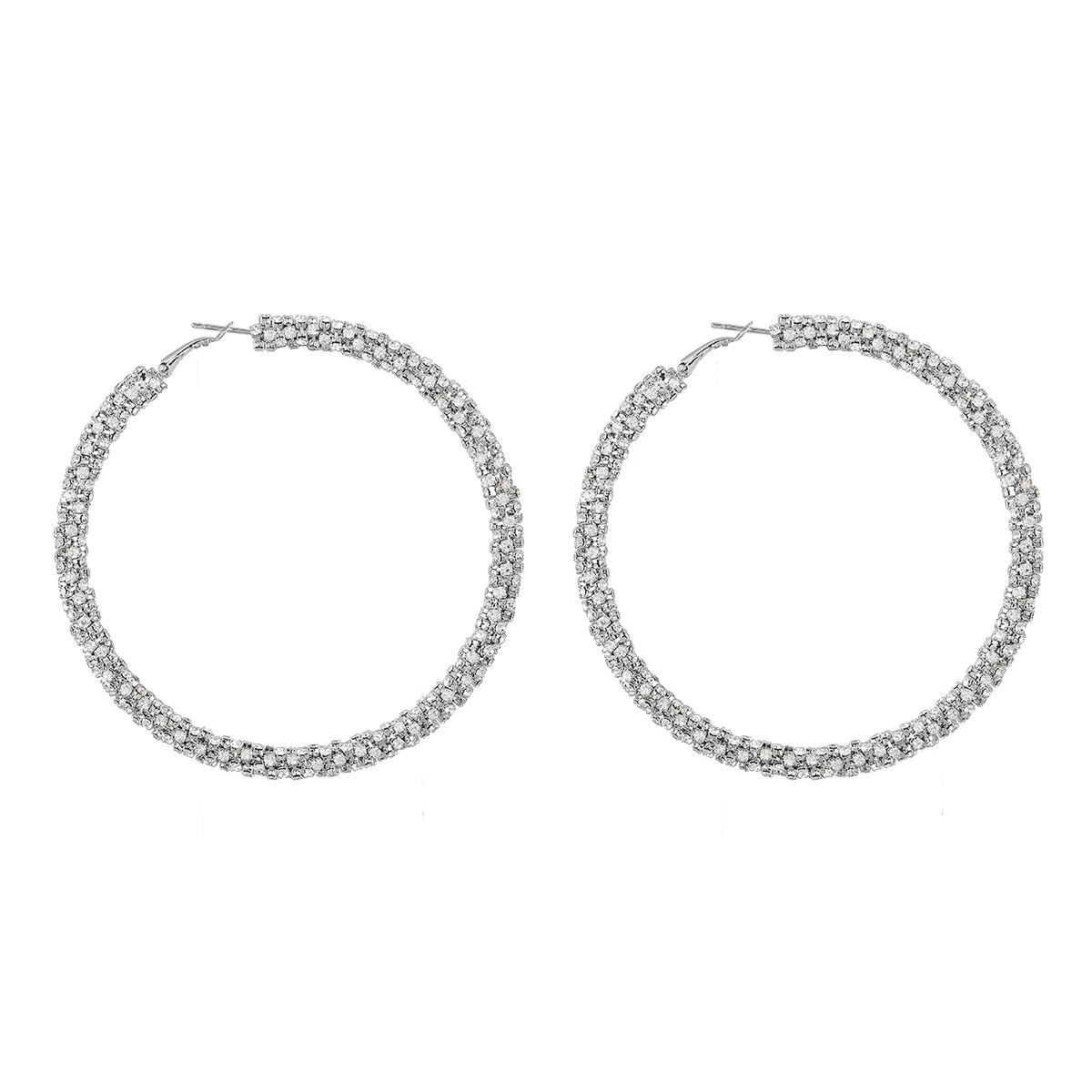 

JIJIAWENHUA New Rhinestone Big Hoop Earrings Women's Earrings Dinner Party Fashion Statement Jewelry Accessories