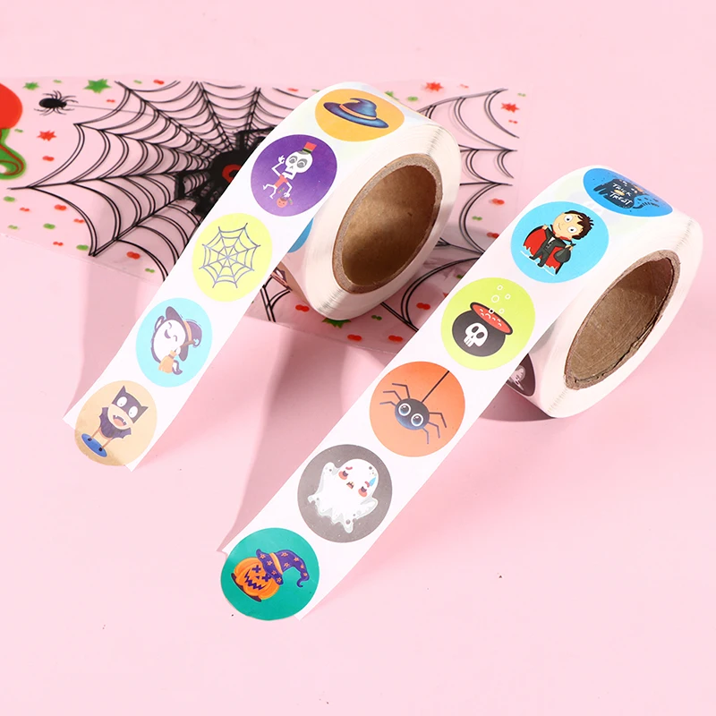 

Новинка 2021, 500 шт., наклейка на Хэллоуин в виде тыквы, наклейка для подарков, наклейка с искусственными элементами