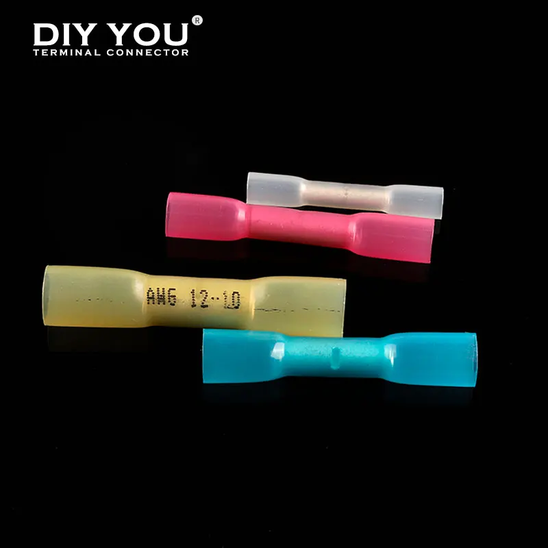 

50/100PCS Heat Shrink Butt Wire Connectors AWG 26-10 White Red Blue Yellow Waterproof Insulated Cable Crimp Splice Terminals