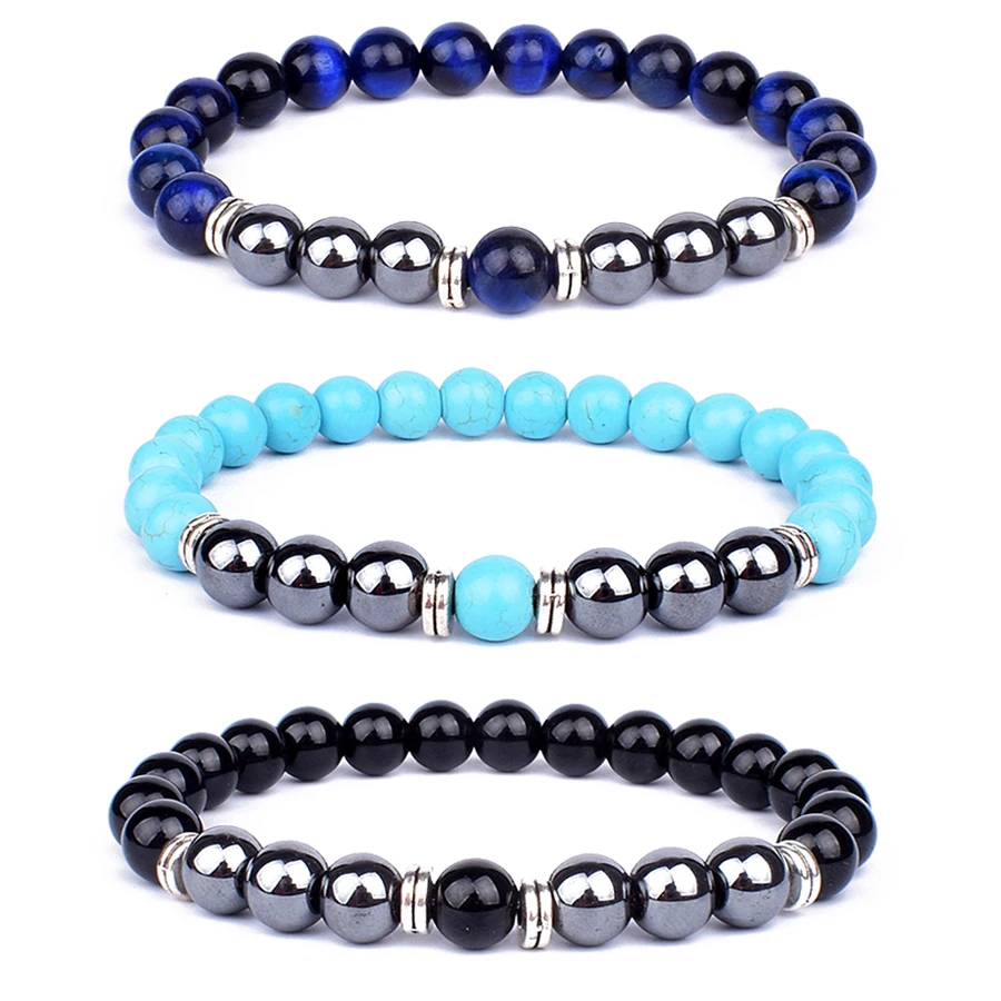 

Fashion Obsidian Hematite Bead Bracelets Men for Magnetic Health Protection Tiger Eye Bracelets Women Health Care Healing Jewelr