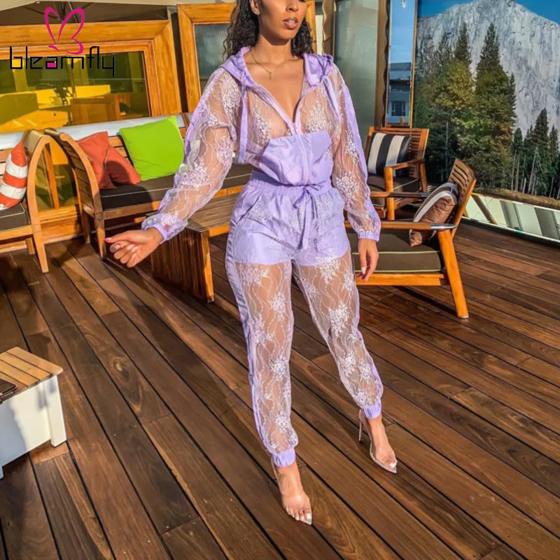 Осенний женский кружевной Тренч с капюшоном брюки карандаш комплект из двух