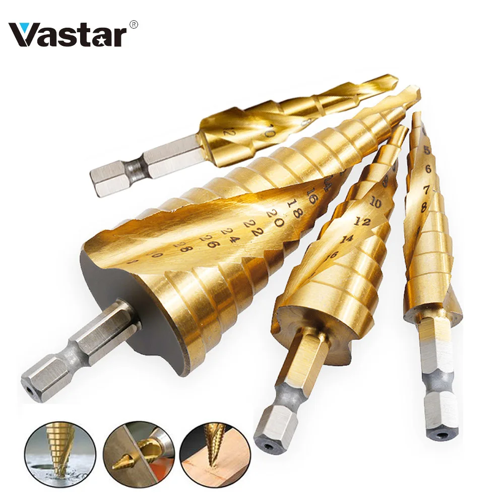 : Vastar 1 шт. размер: 4-12/20/32 мм HSS Спиральная рифленая центровочное сверло карбида