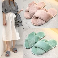 slippers female winter indoor cute plush personality with plush plus cotton home dormitory autumn and winter plush slippers