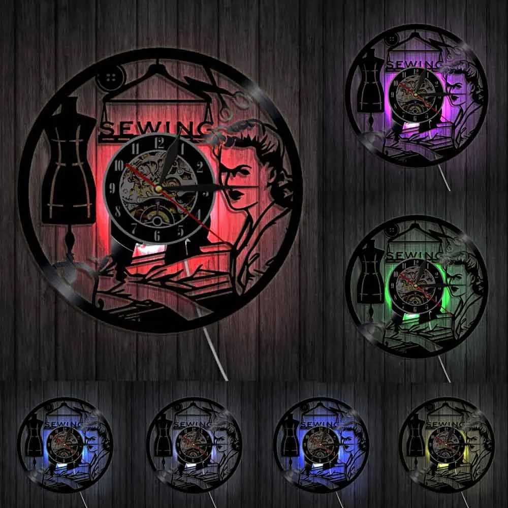 Декоративные настенные часы для шитья комнаты винтажные виниловые записей
