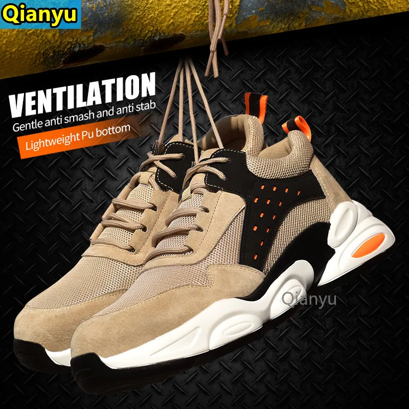 

2021 new light labor protection shoes Pu soft sole anti smashing safety shoes anti piercing work shoes men's shoes