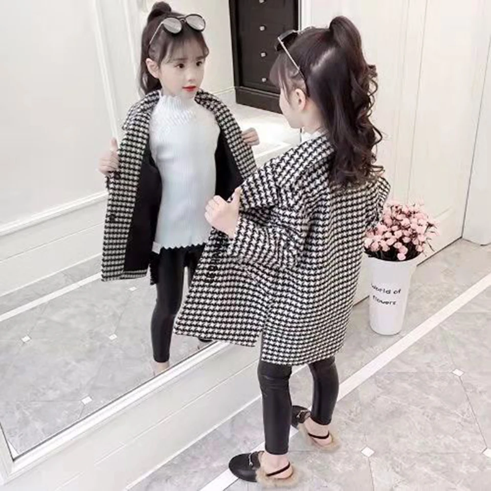 Стильная модная одежда для малышей 2019 г. Клетчатые куртки девочек 3 4 6 8 10 12 лет