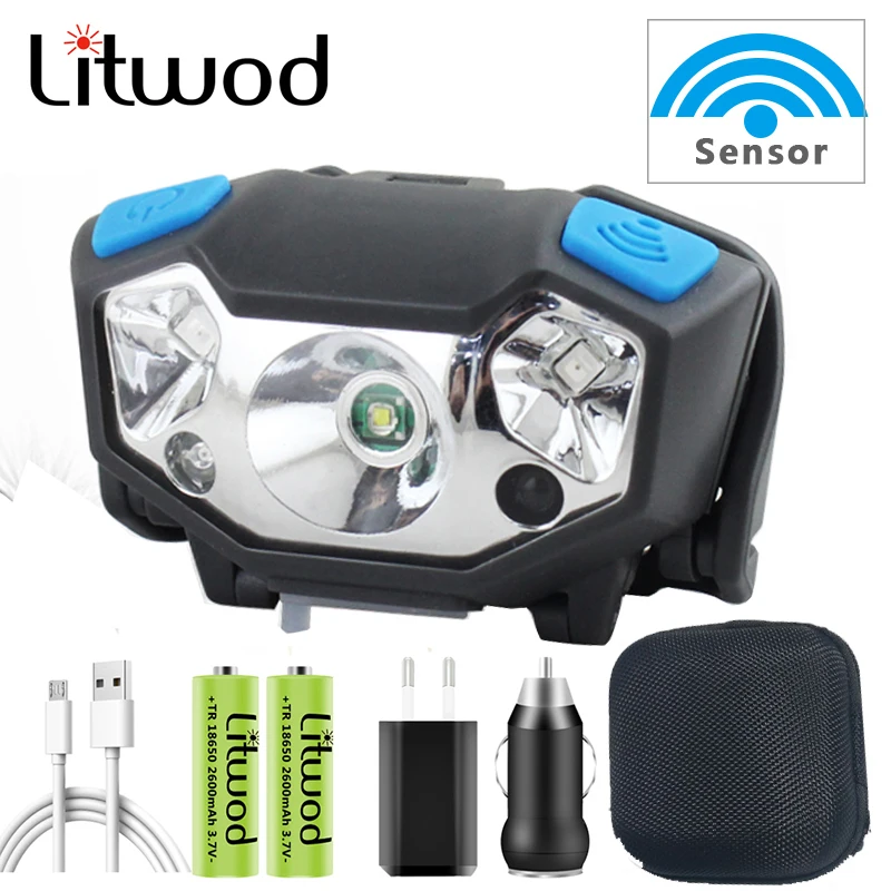 

Сенсор светодиодный головной светильник красный, белый светильник налобный фонарь вспышка светильник Светильник Встроенный Micro USB Перезар...