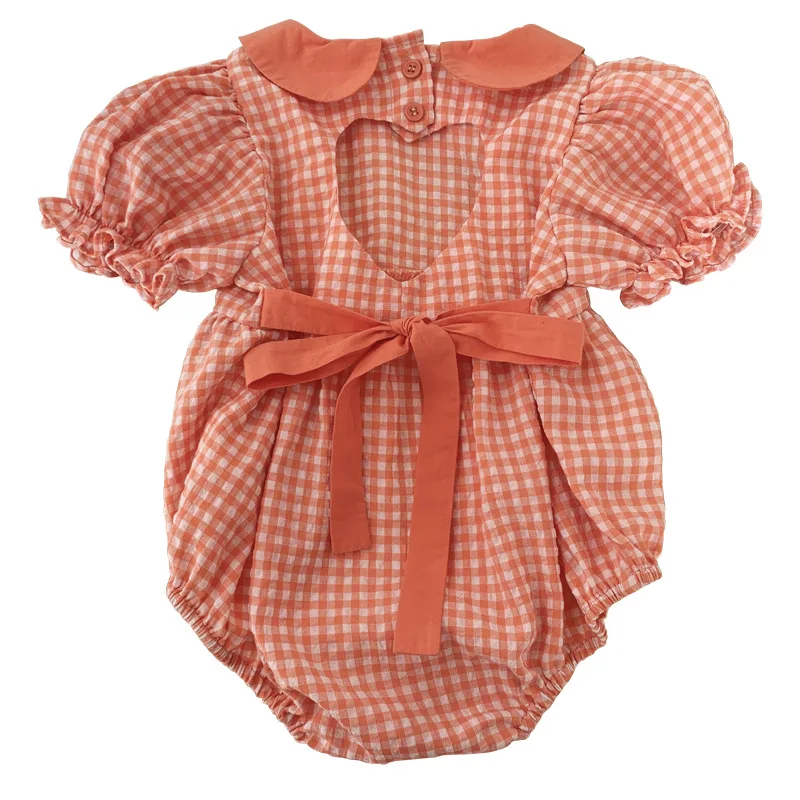 

2021 Summer Children Romper Baby Girl Plaid Rompers Infant Korean Jumpsuit Newborn 1st Birthday Baptism Boutique Clothing