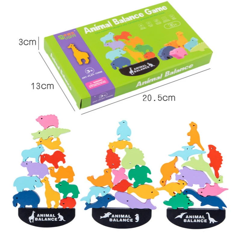 

Children Montessori Balance Blocks Animal Stacking High Building Block Wooden Early Educational Wood Toy Board Games Toy