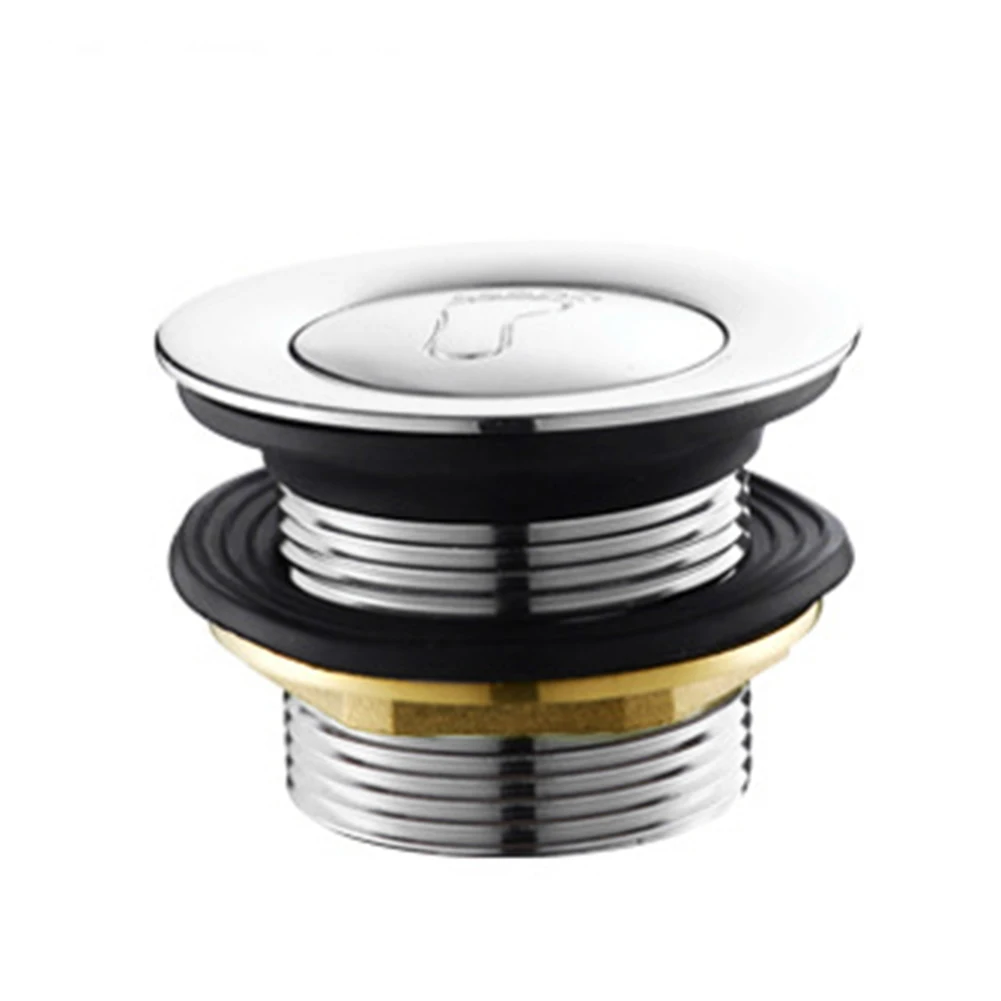 

Universal Thicken Copper Alloy Bathroom Drain Plug Waste Strainer Bathtub Easy Install Basin Filter -Up Accessory Push Down