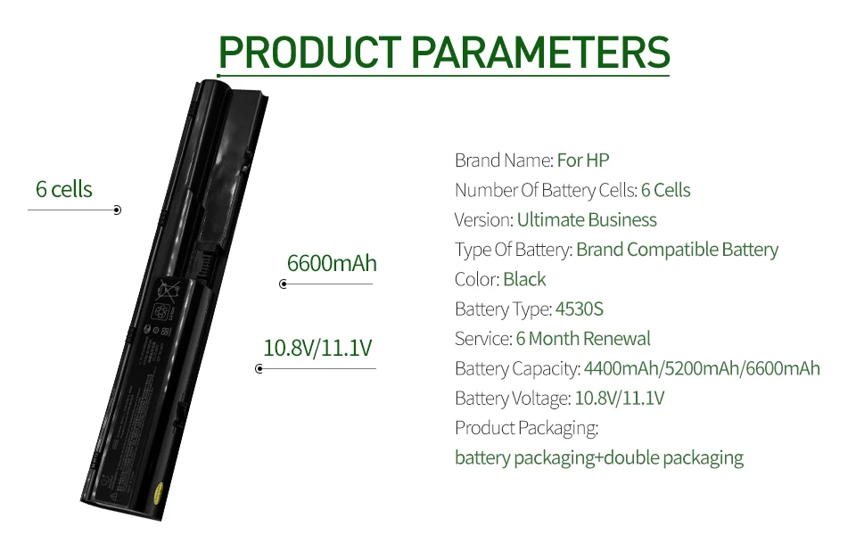 Golooloo 6 ячеек Аккумулятор для ноутбука Hp Probook 4330s 4331s 4430s 4431s 4435s 4436s 4530s 4535s 3ICR19/66-2 633733-151 633733-1A1