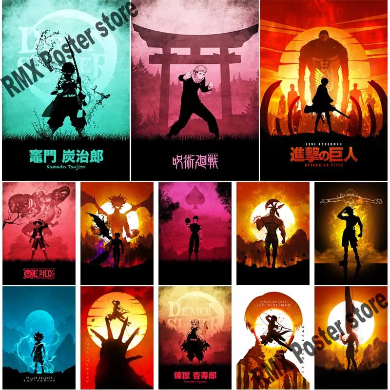 

Classic Anime Character Collection Posters Hunter X Hunter/Demon Slayer Poster Wall Art Decor Home Room Bar Cafe Art Painting