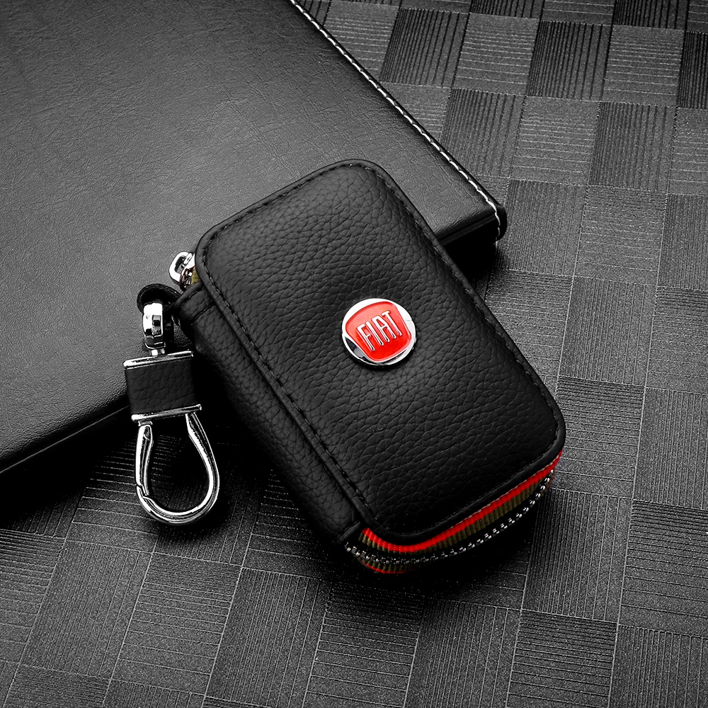 

Luxury Leather Car Badges Key Case Cover Keys Bag Auto Accessories For Fiat 500 Ducato Panda Tipo Bravo Grande Punto Abarth etc