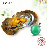 lgsy 6 7mm akoya pearls cultured green color double round pearl high quality oyster beads natural seawater jewelry making 20 pcs