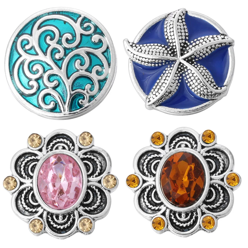 6 шт./лот новые кнопки застежки с деревом цветком морской звездой 20 мм 18