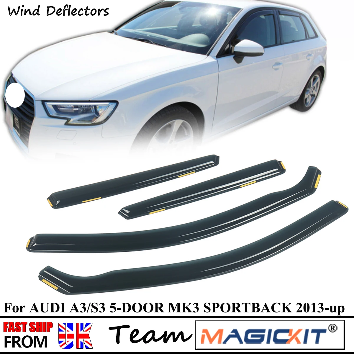 

Magickit For AUDI A3/S3 MK3 5-Doors 2013-2019 Hatchback 4pc Rain Wind Deflectors