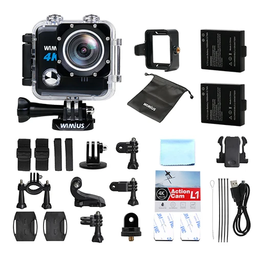 L1 Black with bag WIMIUS 4K Ultra HD спортивная экшн-камера WiFi 170D уличная спортивная камера Экшн-камера 40 м водонепроницаемая видео запись камеры для шлемов - Цвет: L1 Black with bag