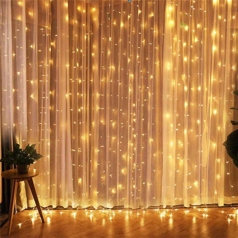 

Christmas USB Curtain String Garland lights Remote Control Fairy Light Christmas Decor for Home Wedding Party Holiday Lighting