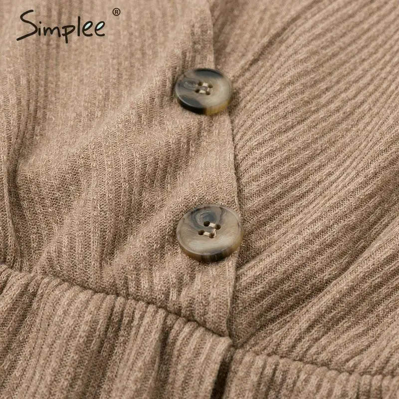 Simplee A-Line платье миди Повседневные сплошные оборками пуговицoм обратно офисное с